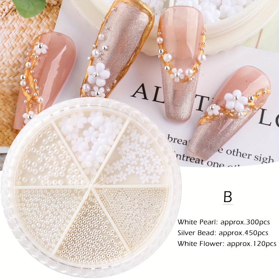 White Nail Pearls Shimmer Round Gem Stones 3d Pearl Nail Charms Jewelry  Decoration Gold Caviar Beads Manicure Accessories Gl6zz - Rhinestones &  Decorations - AliExpress