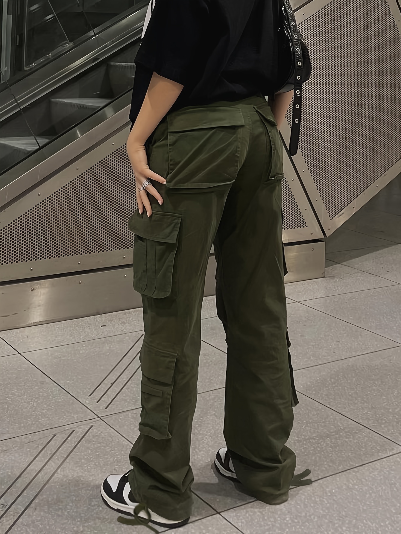 Allytok Women Cargo Pants with Pockets Y2K Streetwear Petite High