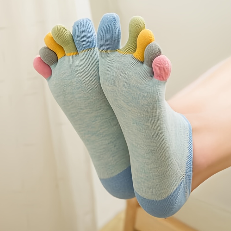 Calcetines con punta para mujer, 5 dedos, algodón, atléticos
