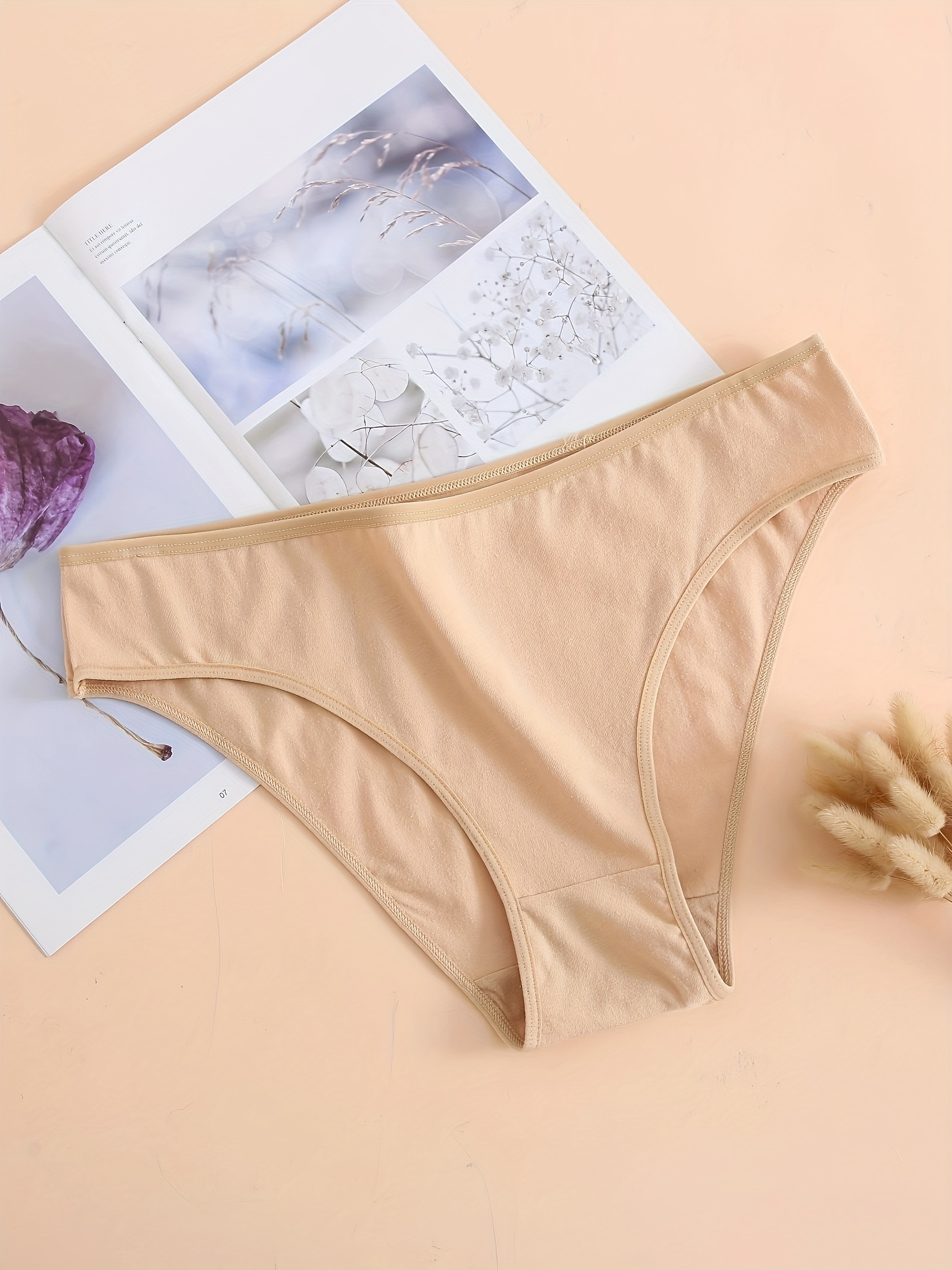 Women's Simple Panties Set Plus Size Seamless Solid Mid - Temu Canada