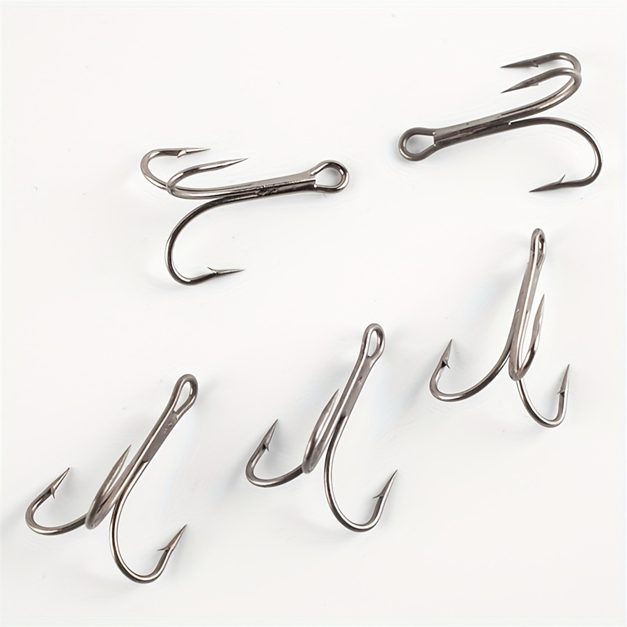 4x-Strong Treble Hook Fishing Hooks Size 4#-5/0 Sharp Round Bend for Lures  Baits