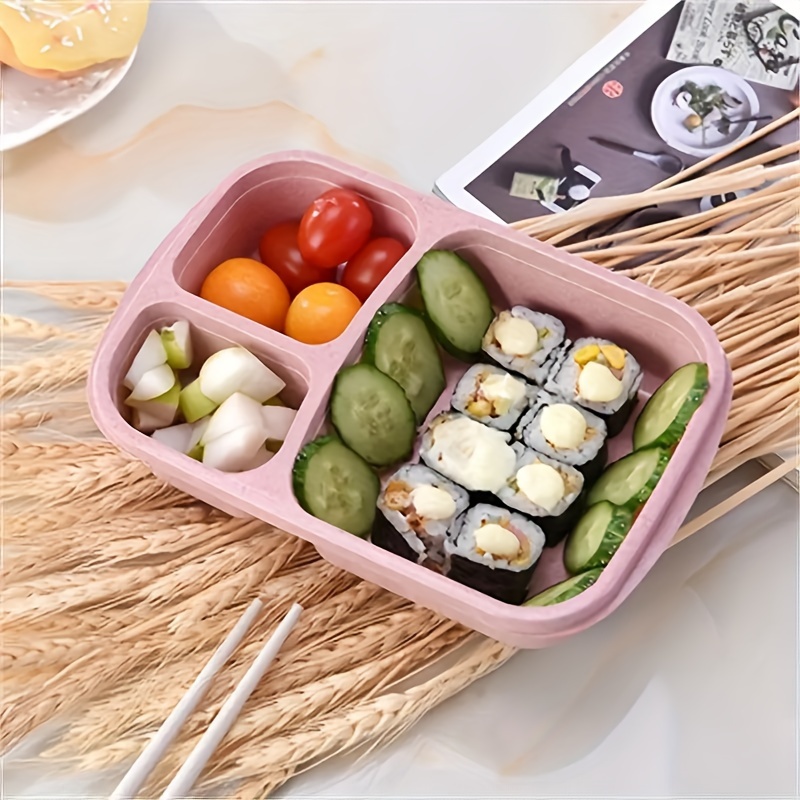 Plastic Reusable Bento Box, Lunch Box With 3 Compartment, Microwavable  Containers For Home - Temu