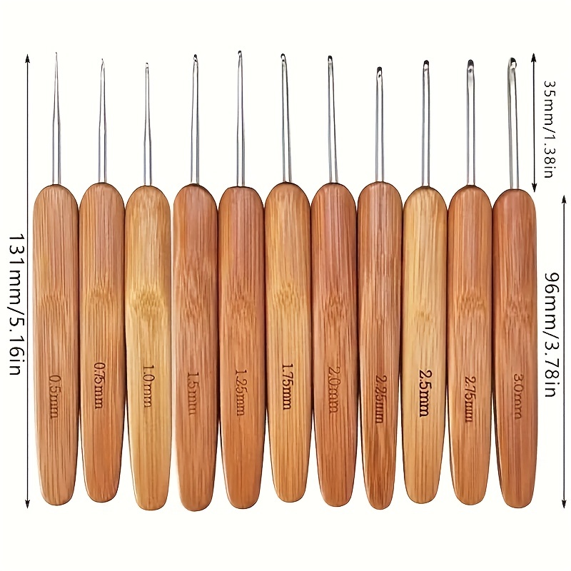 25/20/15mm Wooden Crochet Hooks, Wooden Handle Crochet Hook, Bamboo Crochet  Needle For Yarn Knitting Crochet(3pcs)