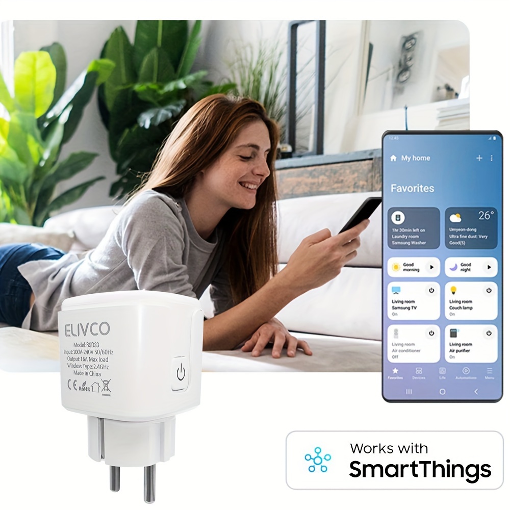 eWelink 16A,20A Smart Plug WiFi Socket EU Power Monitoring Timing Function  Works With Alexa, Google