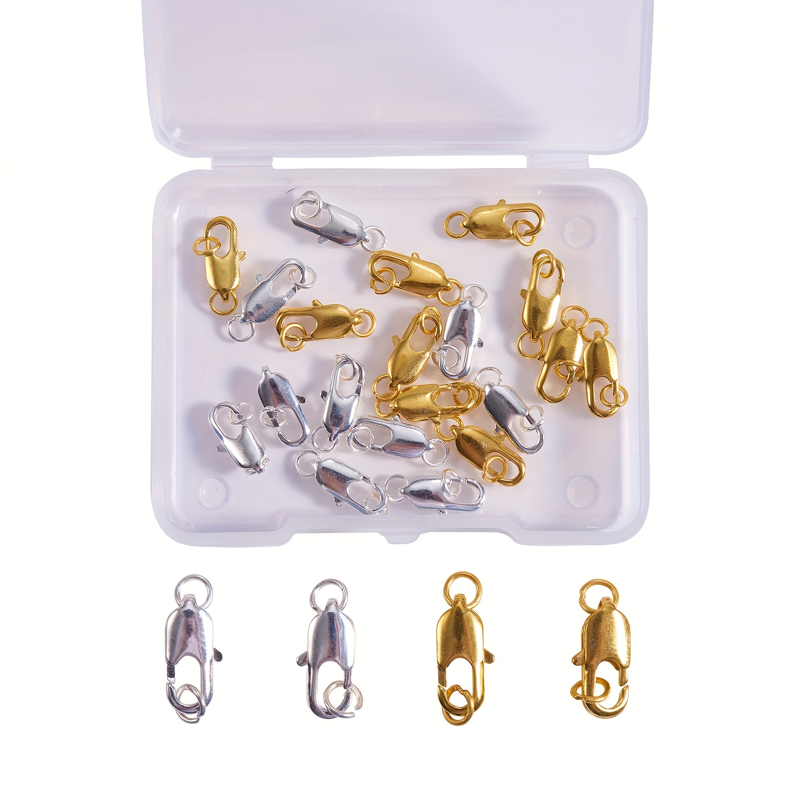 Golden Stainless Steel Rectangle Lobster Clasps With Jump - Temu