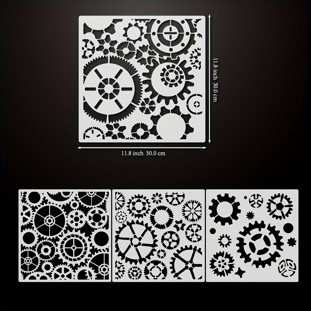 CrafTreat Steampunk Stencils for Painting on Wood, Canvas, Paper, Fabric,  Floor, Wall and Tile - Gears Stencil - 6x6 Inches - Reusable DIY Art and