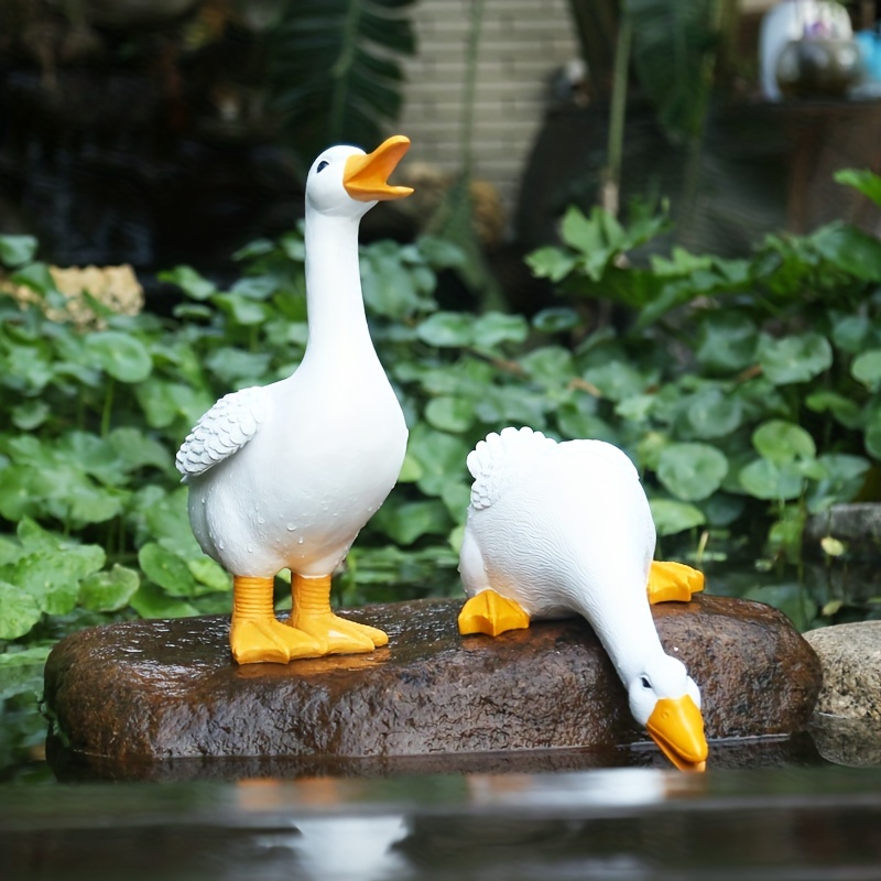 1pc Duck Sculpture For Desktop, Outdoor Decor, Garden Decor