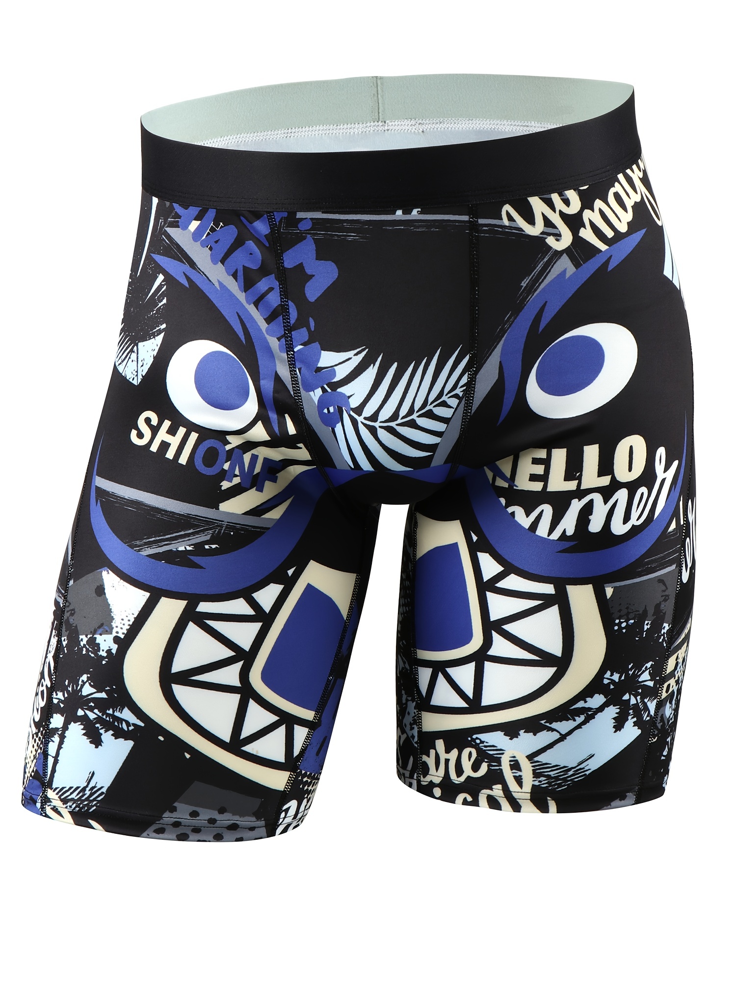 Men's Snakeskin Print Compression Underwear Shorts, Leggy Boxer