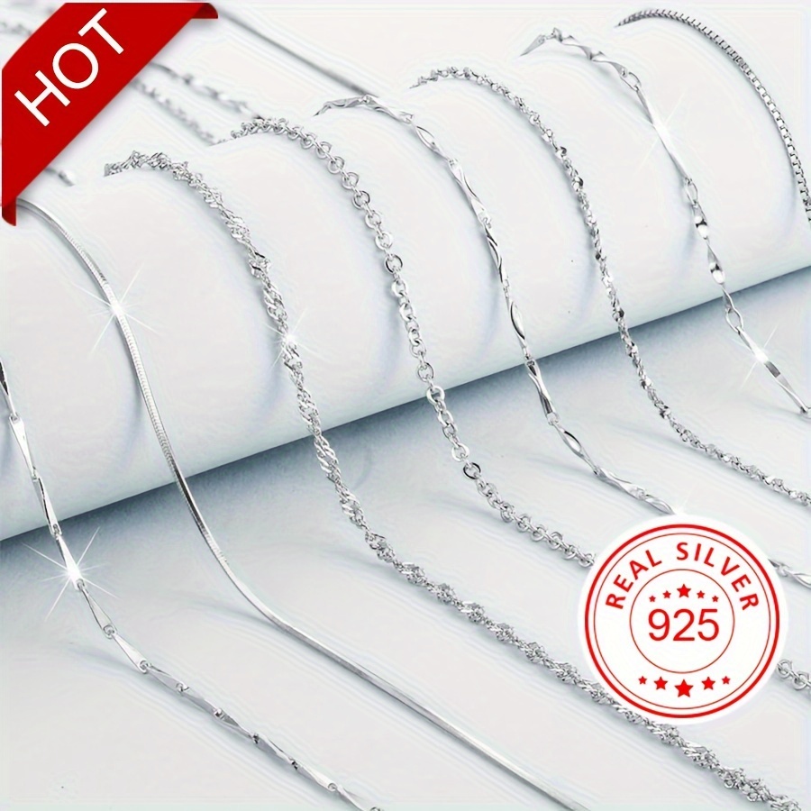 

925 Sterling Silver Hypoallergenic Necklace O-shaped Chain Chopin Box Snake Bone Chain Simple Necklace For Women