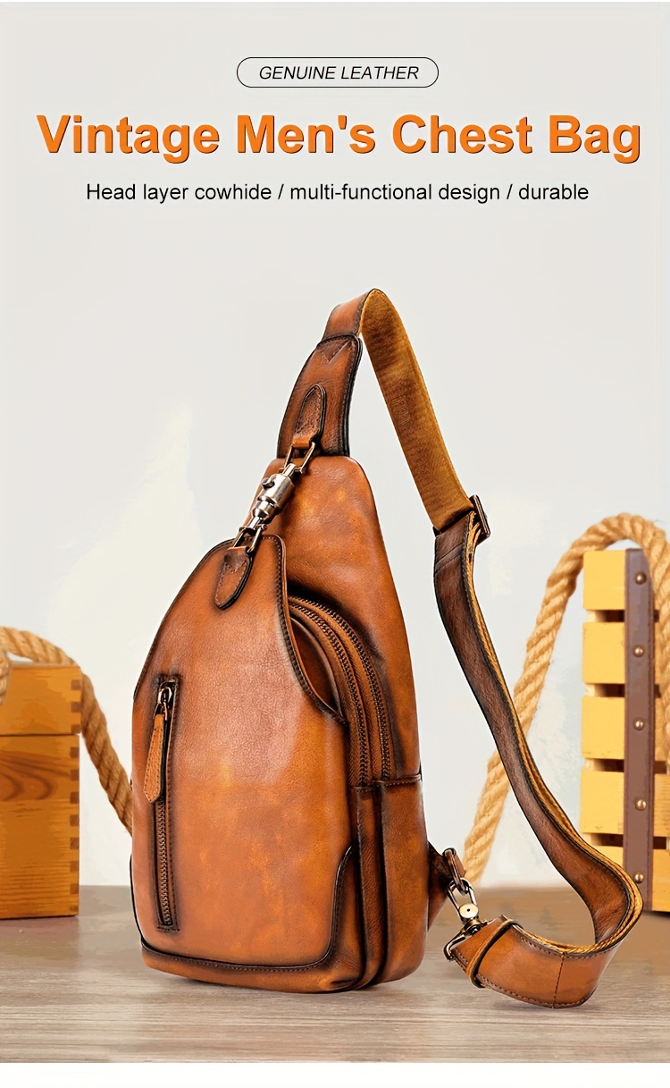 Genuine Leather Sling Backpack Multipurpose Crossbody - Temu