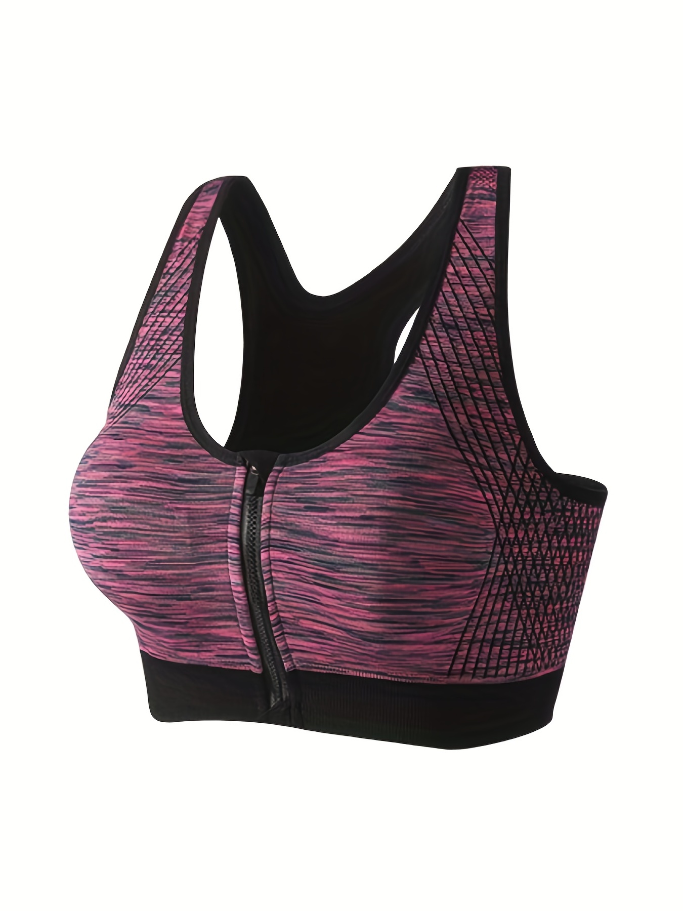 Vitality Activate Zip Bra - Women's Black Sports Bra with Lime Contrast