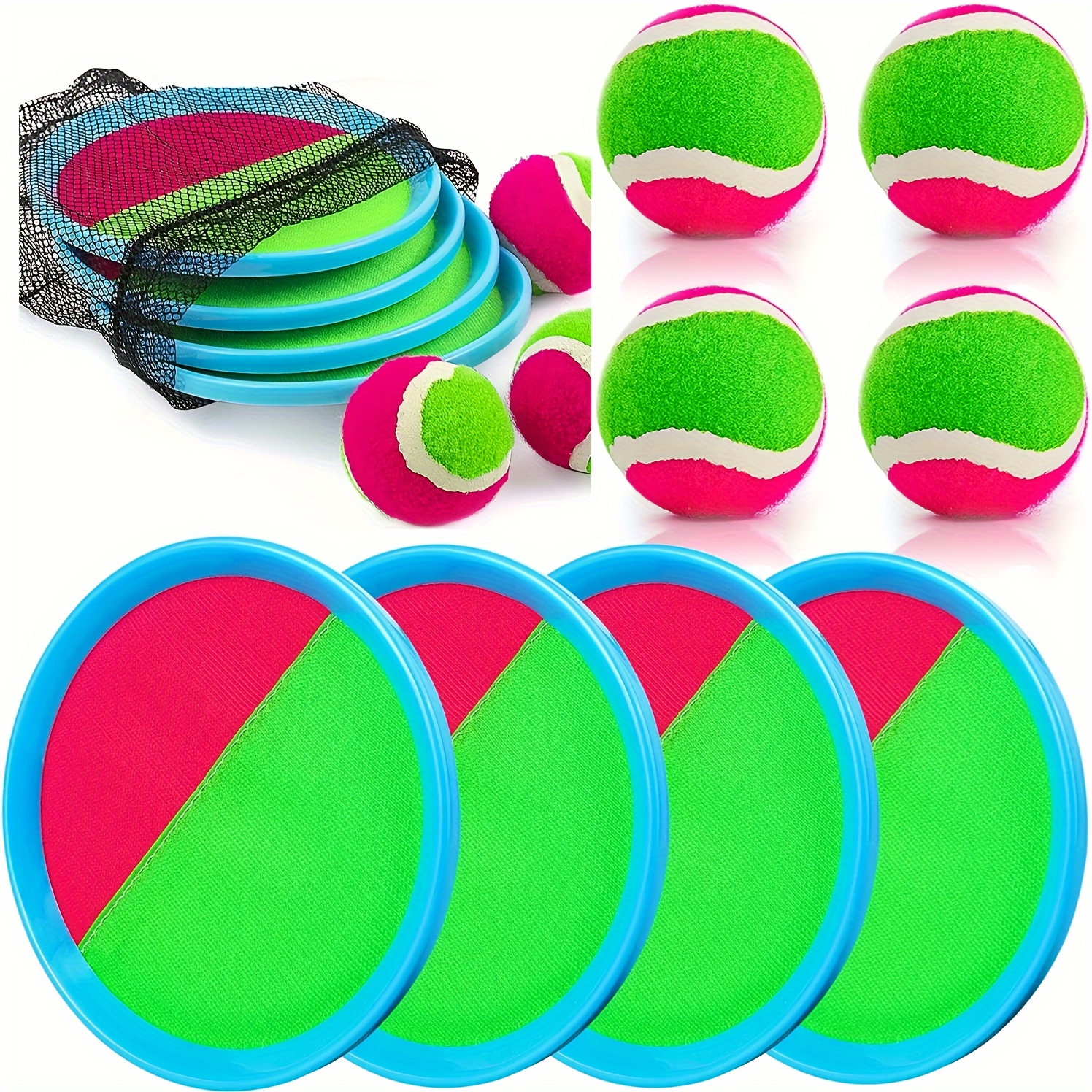 

Sticky Ball Toys - Outdoor Games, Beach Toys, Throw And Ball Set 2 Paddles And 1 Ball, Perfect Beach Game Set Playground Set Backyard Easter Gift