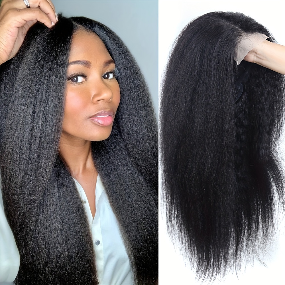 Natural yaki clearance human hair wigs