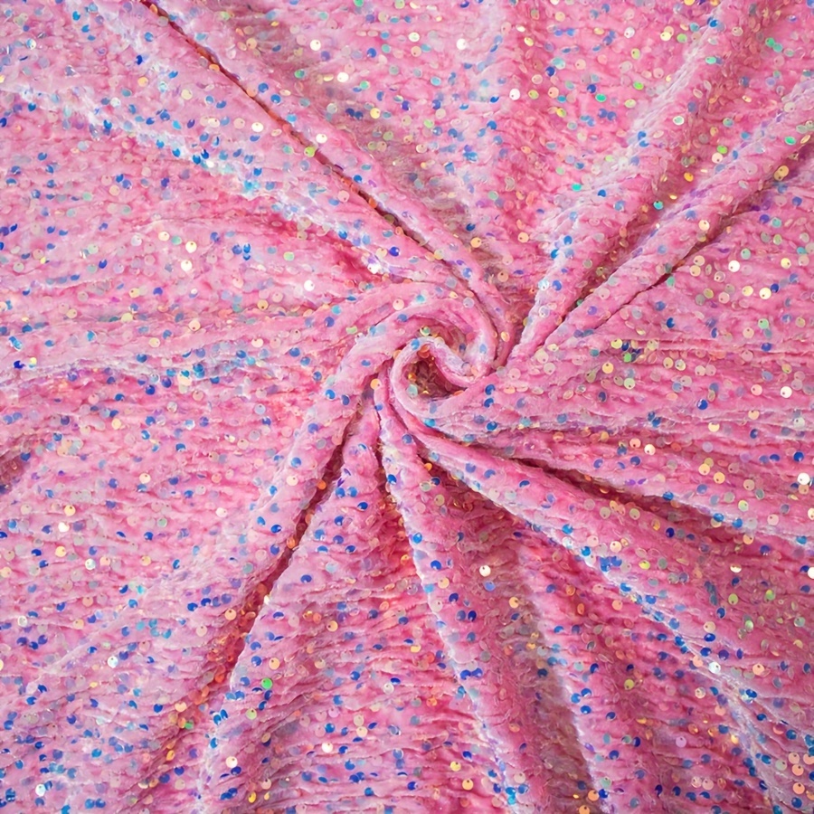  ShinyBeauty Fabric by The Yard 1 Yard Hot Pink Sequin Fabric  Glitter Embroidery Fabric by The Yard Material for DIY Sewing Curtain  Backdrop Tablecloth Table Linen Runner Clothes (Hot Pink)