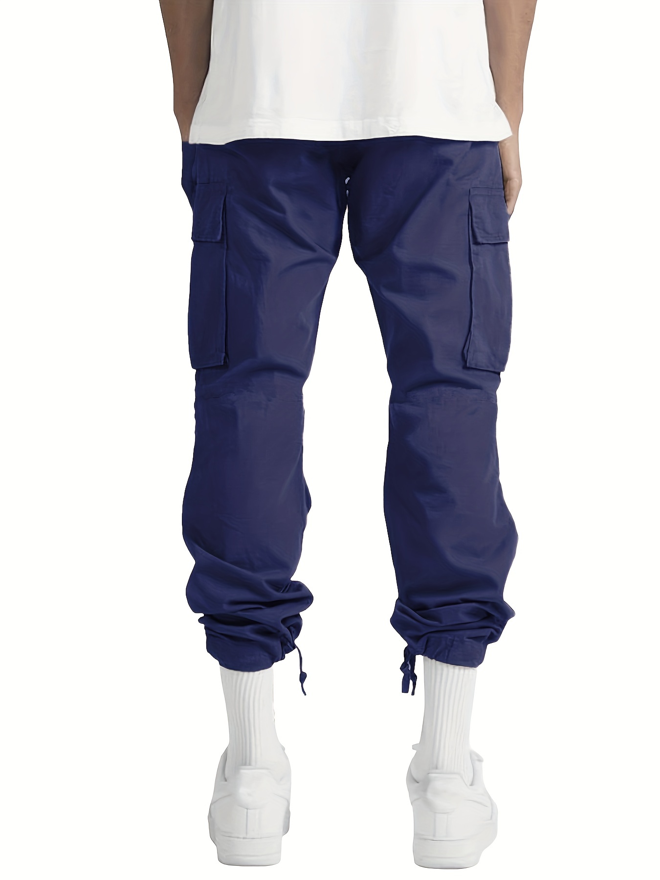 Trendy Solid Cotton Cargo Pants Men's Multi Flap Pocket - Temu Canada