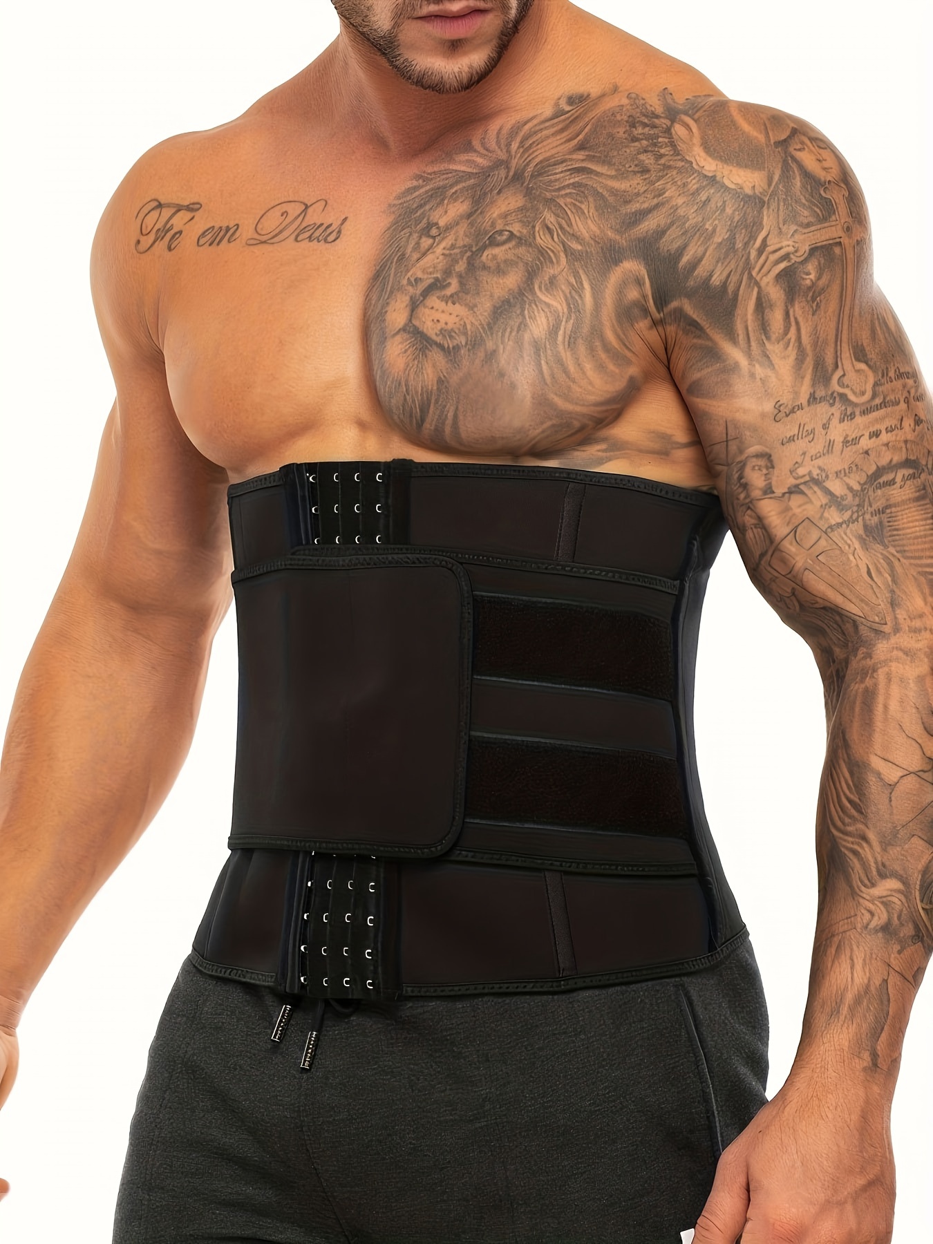 Generic Men Slimming Shapewear Waist Trainer Belt Back Support Lumbar Belts  Sauna Sweat Workout Tank Tops Shapewear Fat Burner(#Black)