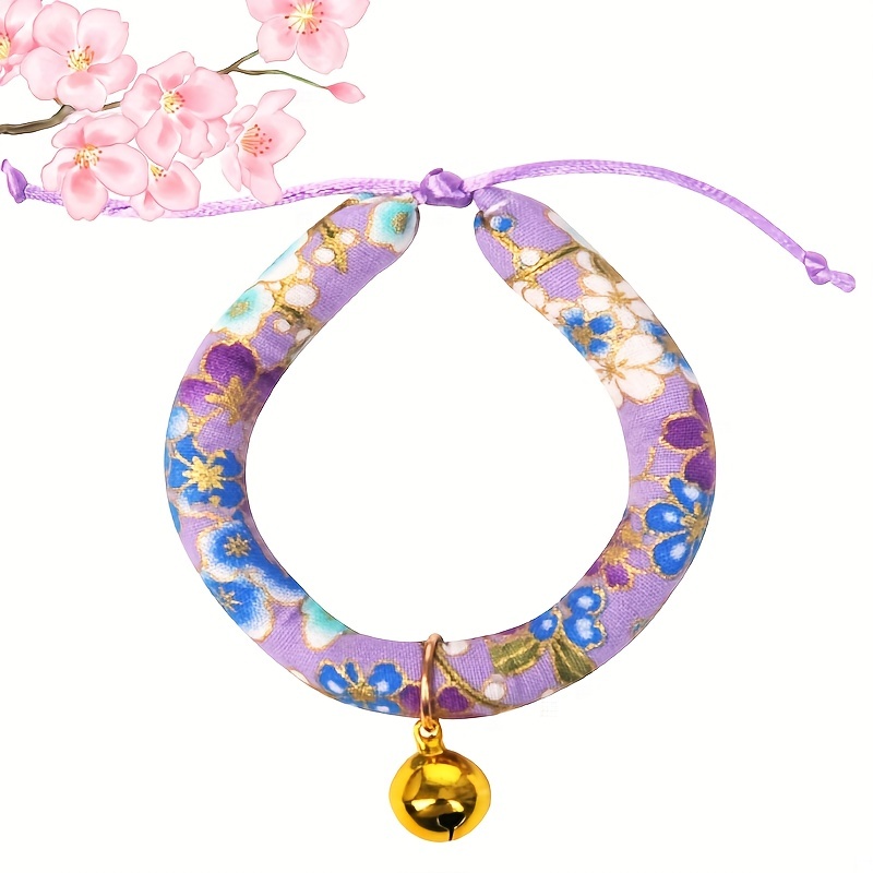 Floral Pattern Pet Cat Collars Bell Decor Cat Necklace Adjustable Cat Collar  - Temu Belgium