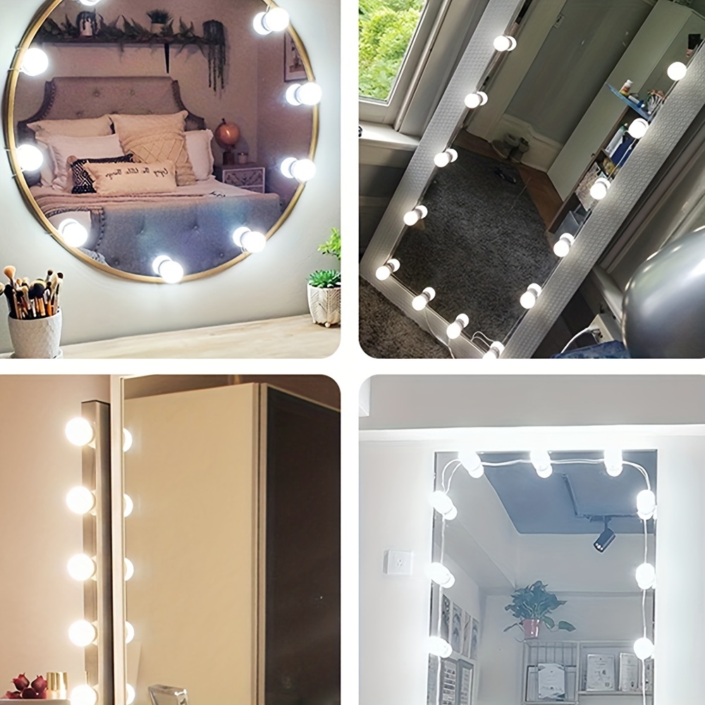 Vanity Lights for Mirror, DIY Lighted Makeup Vanity Mirror with Dimmable  Lights, Stick on LED Mirror Light Kit for Vanity Set, Plug in Makeup Light  for Bathroom Wall Mirror, 10-Bulb 