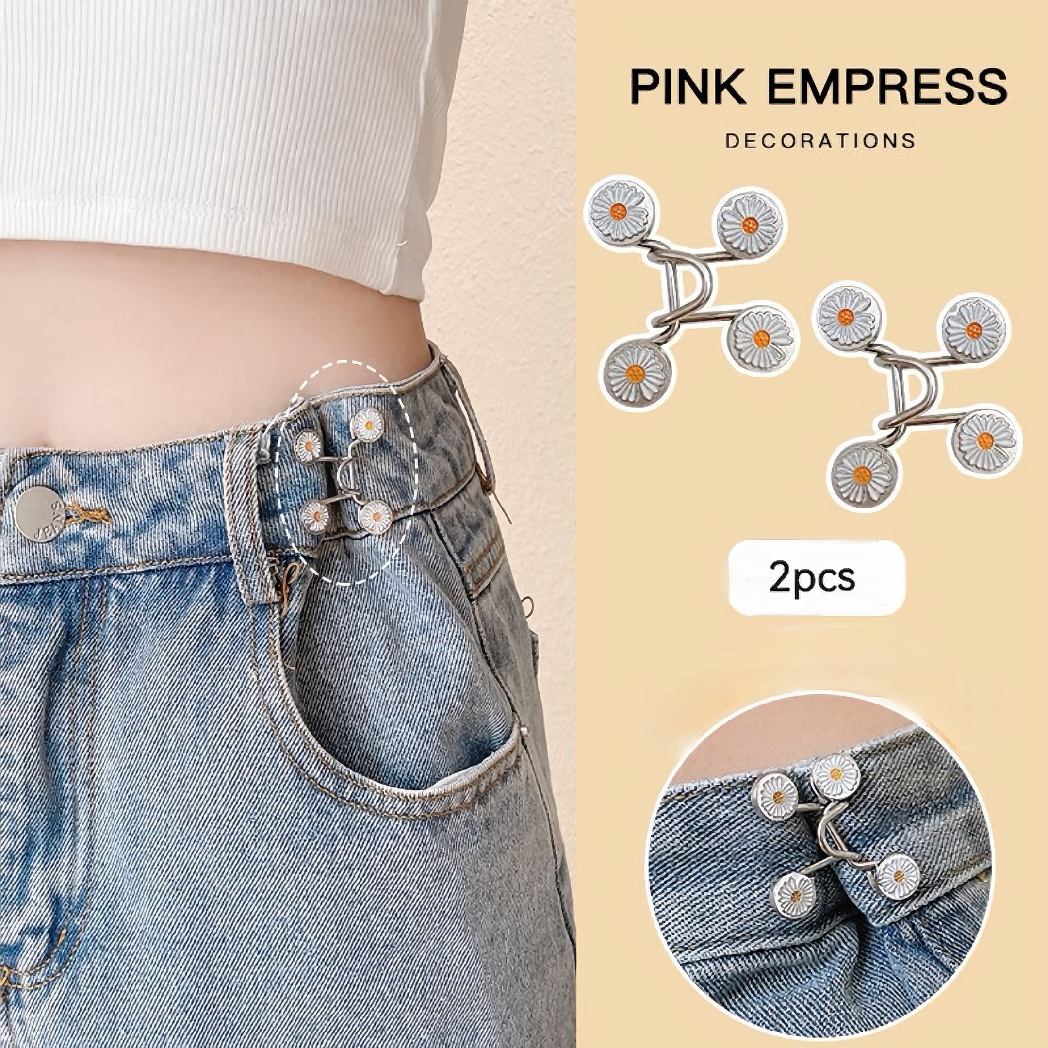  TOOVREN Pant Waist Tightener, Jean Buttons for Loose Jeans, No  Sew and No Tools Jeans Button Tightener, Adjustable Buttons for Jeans Pants  Button Tightener, Butterfly Instant Button Pins 4 Sets