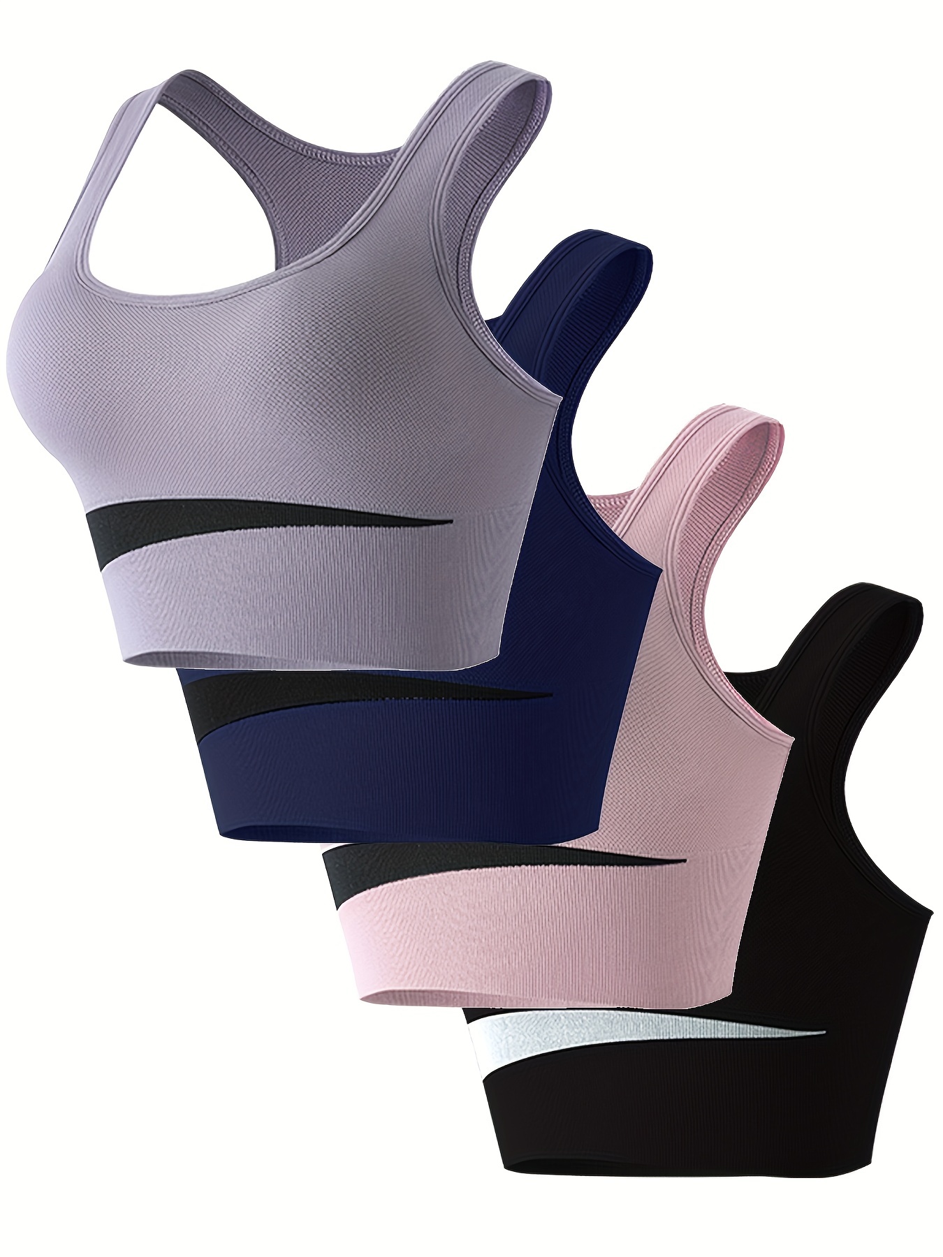 3 Pcs Women'S Comfortable Thin Padless Sports Bras, Single Layer