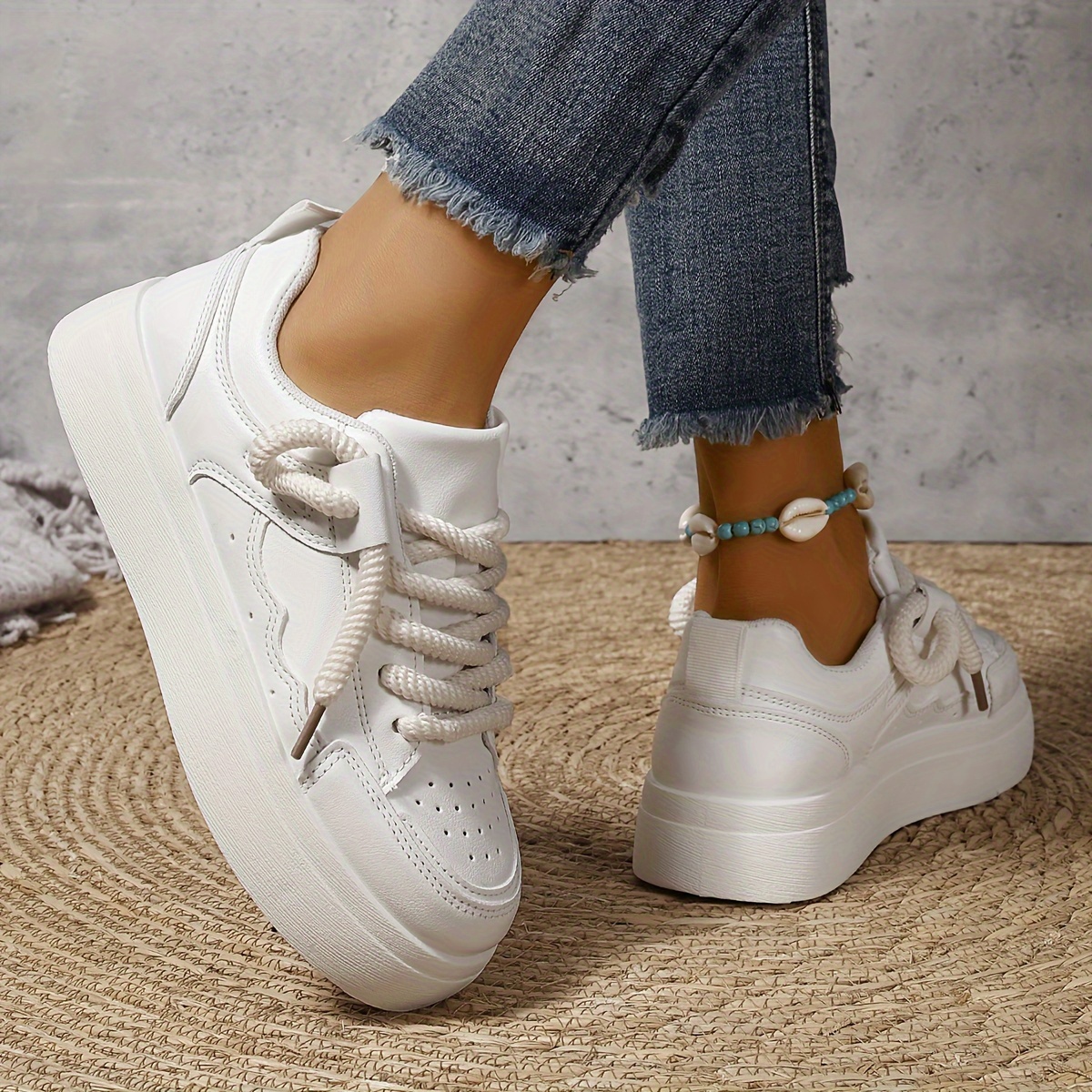 Women's Colorblock Trendy Sneakers Lace Soft Sole Platform - Temu