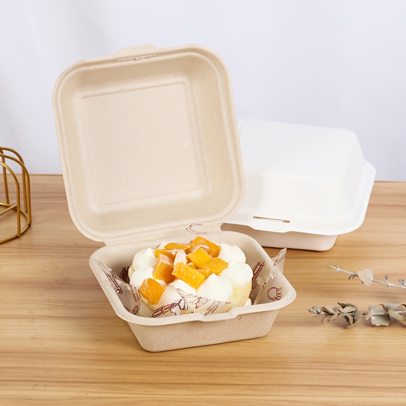 20PCS Disposable Lunch Box Take Out Packaging Box Degradable Pulp