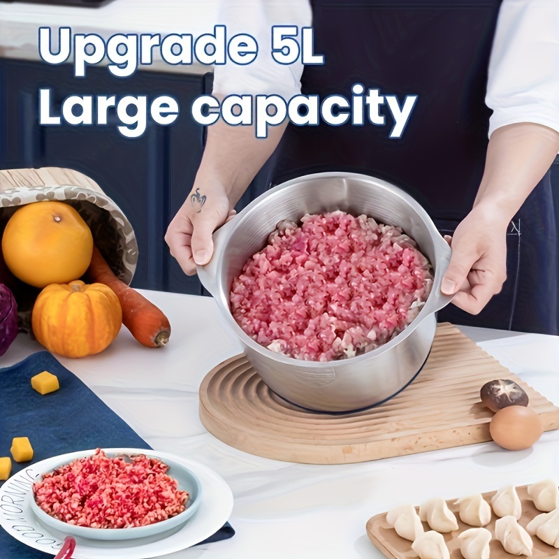 1.32gal 5 Gears, 6 Blades, 6 Seconds Fast Meat Grinder, Household Function Chopped Vegetables Meat Grinder, Garlic Mud, Food Supplement, Juice And Noodle Maker, Electric Cooking Machine For 5, Can Contact Food Material details 7