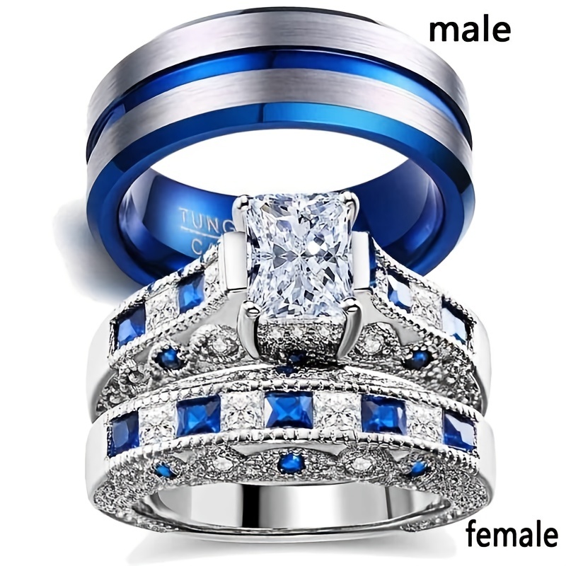 Fashion Jewelry Couple Wedding Ring Set Female Titanium - Temu