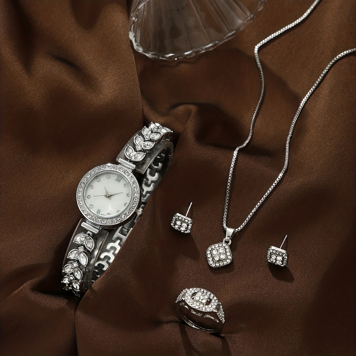 Relógio Feminino de Luxo com strass com caixa Presente conjunto feminino  brilhante pulseiras quartzo relógio pulso aniversário presentes para  namorada