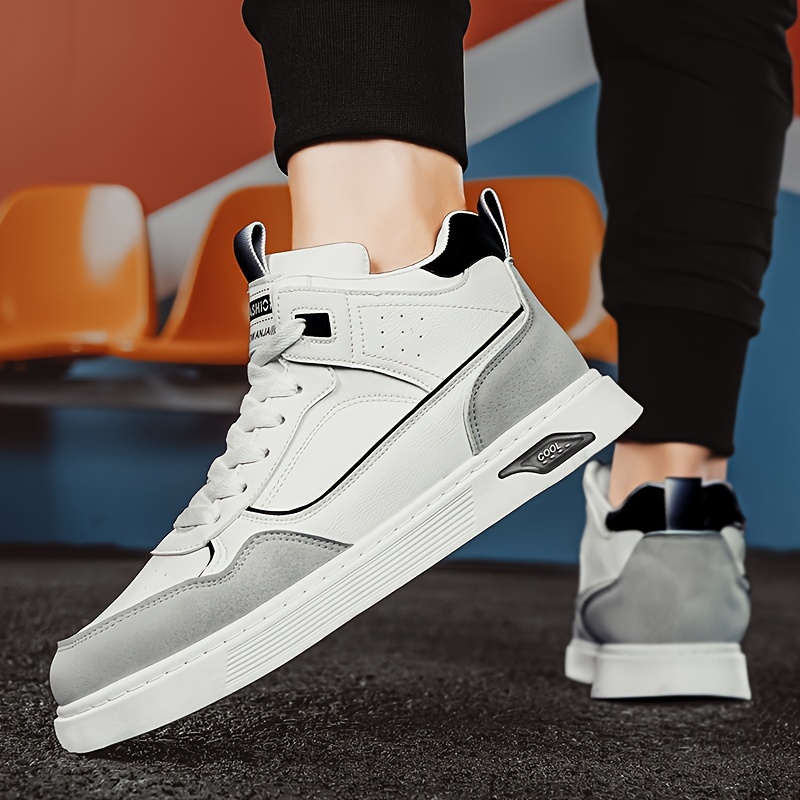 Zapatillas Casuales de Caña Alta para Hombre - Transpirables, Suela Gruesa, Zapatos de Skate con Cordones y Diseño a Rayas para Todas las Estaciones