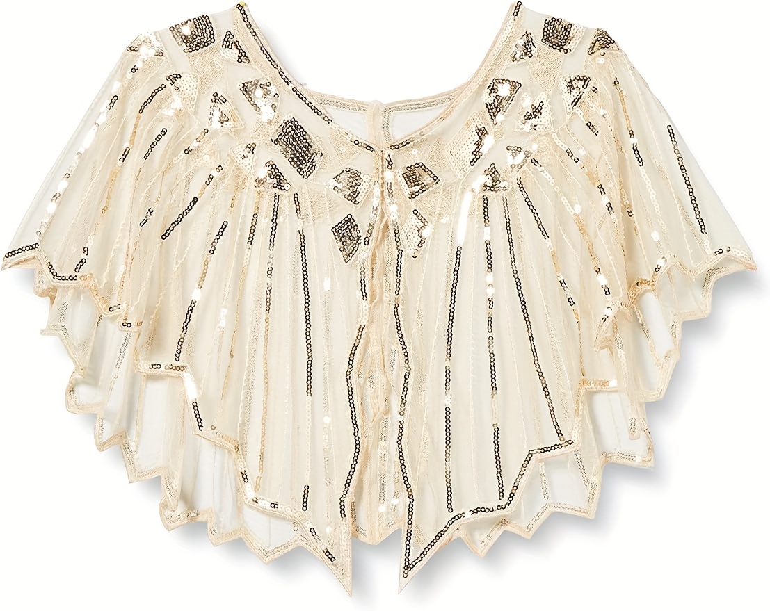 Шаль 1920-х годов, украшенная бисером и пайетками, вечерний накидка, свадебная шаль, волнистая блузка, детали 36