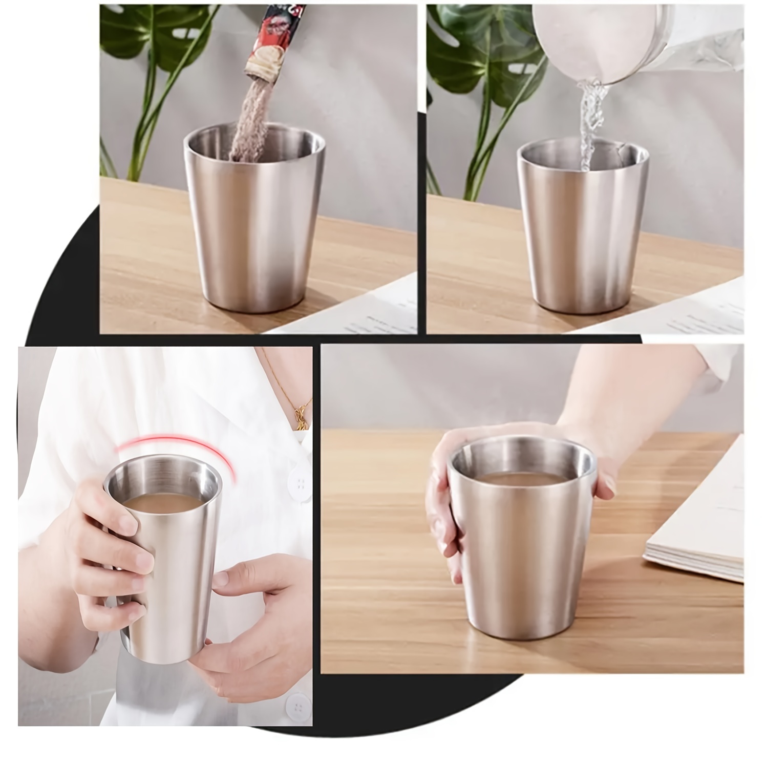 1/3Pcs Stainless Steel Mug Double Layer Gold Coffee Milk Cups Cocktail Wine  Cup Metal Drinking