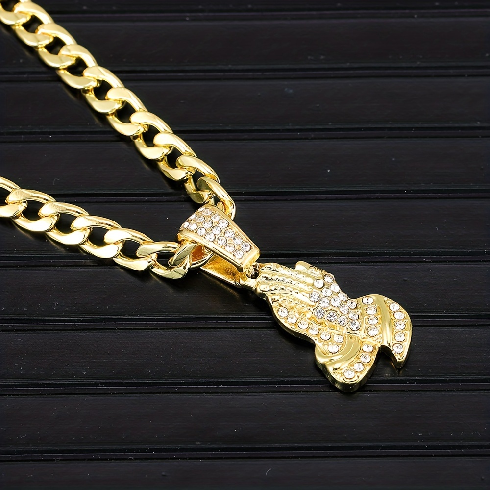 Iced out deals praying hands pendant