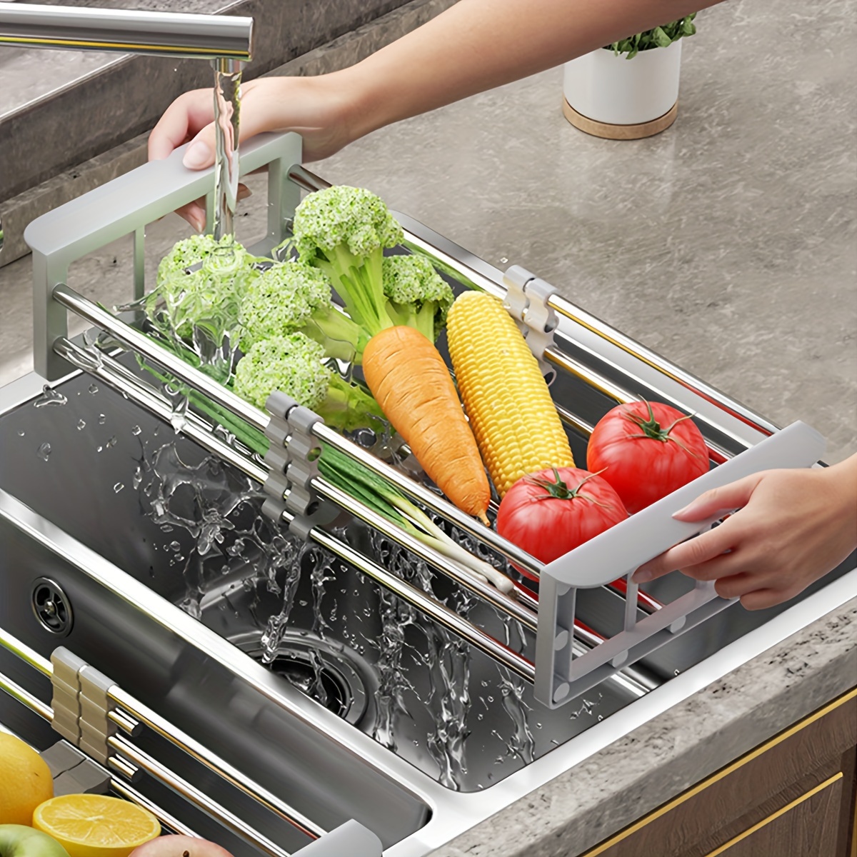 Escurridor enrollable de lavadero para platos verdura frutas