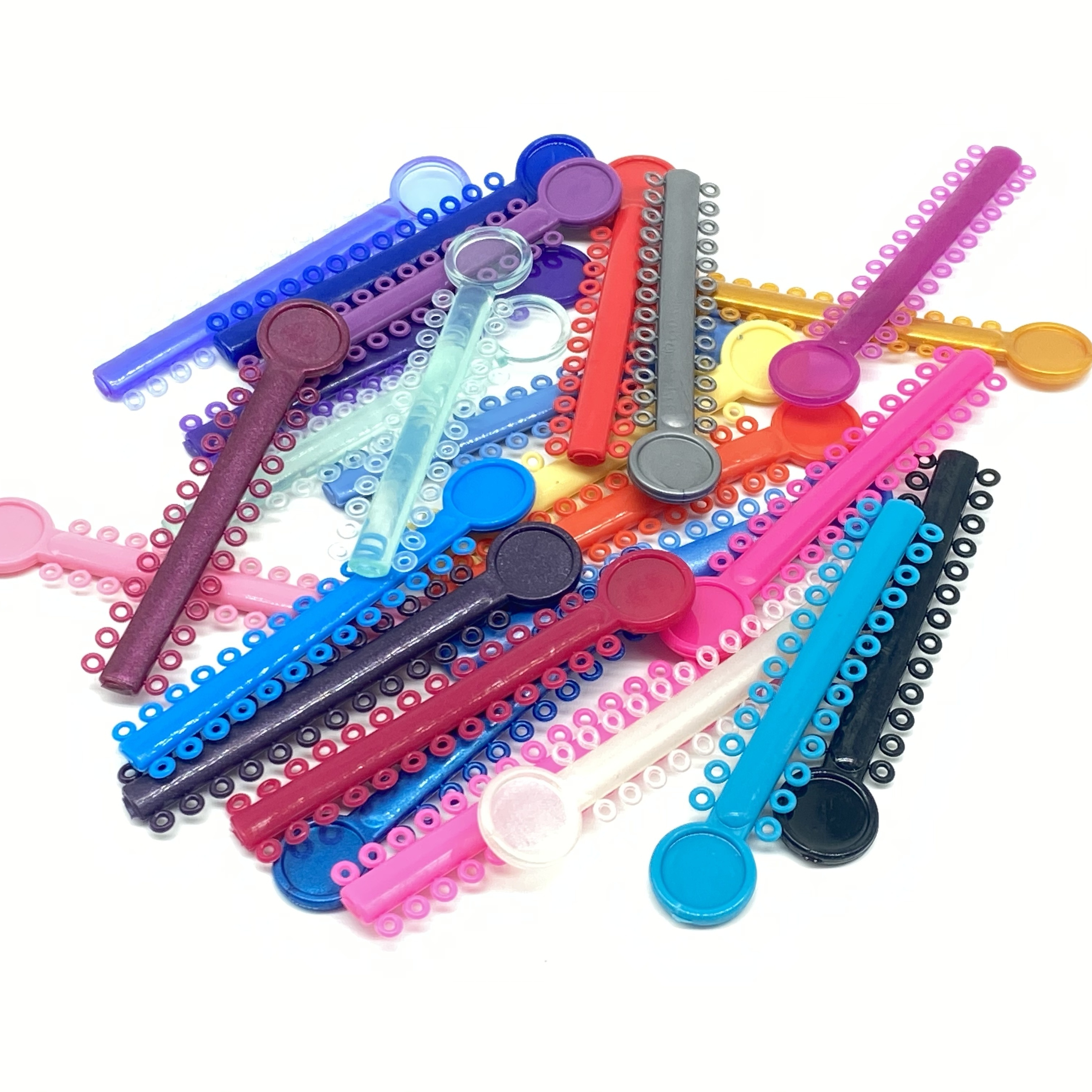 50 Pcs Orthodontic Braces Rubber Band Tool Dental Elastic Rubber Bands  Placers for Braces Disposable Plastic Orthodontic Elastic Placers
