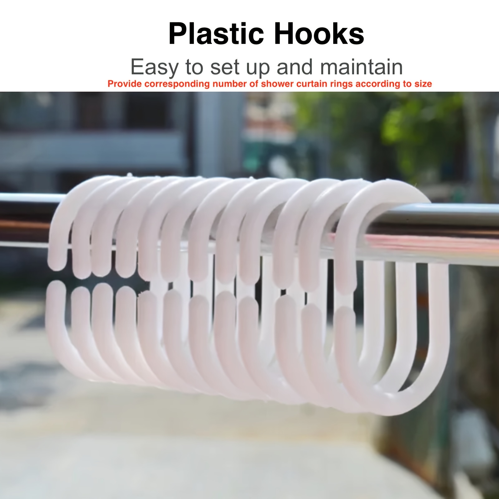 Titanker Plastic Bathe Curtain Hooks Double Bathe Curtain Rings Bathe Hooks  Rings for Lavator