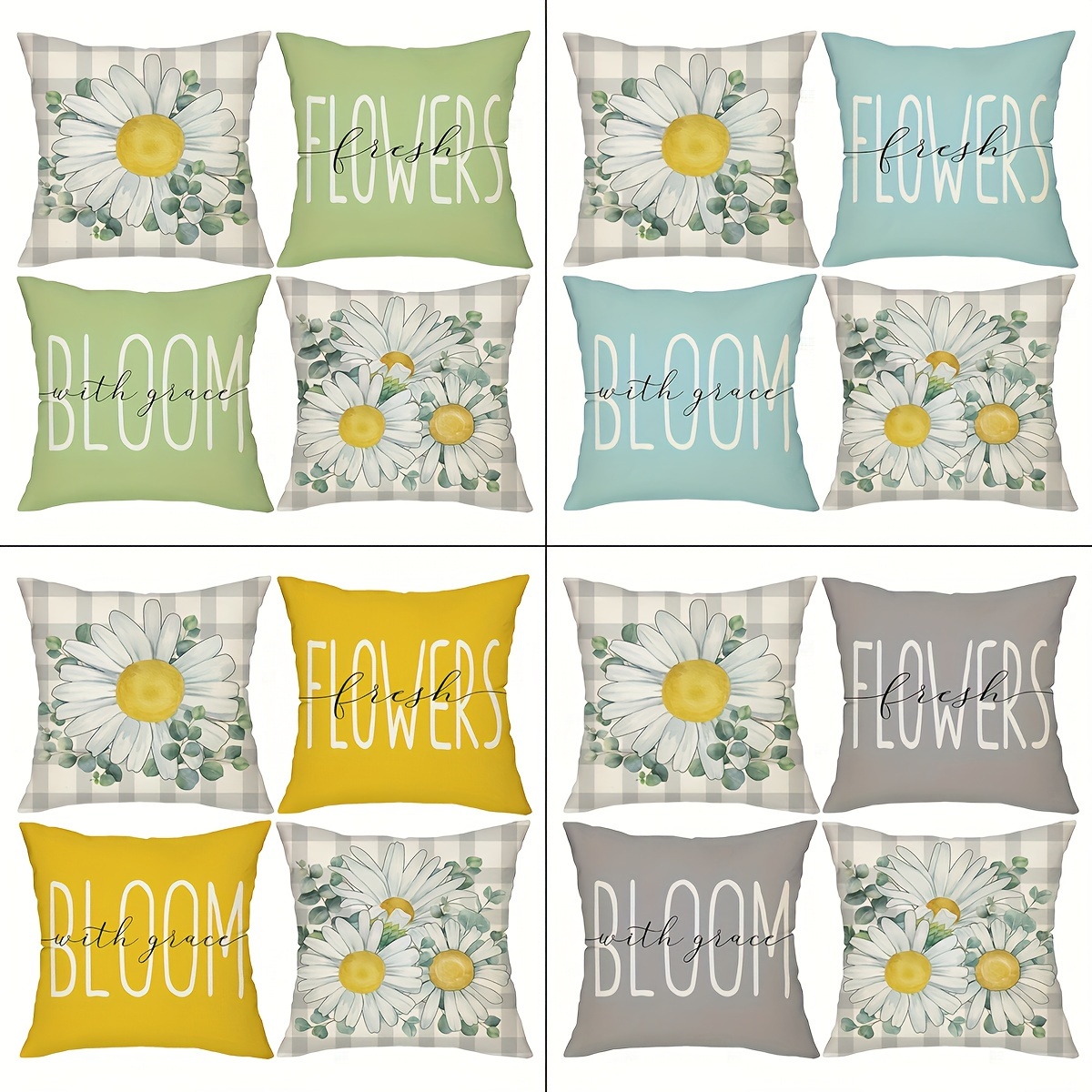 Floral Spring Velvet Pillow Covers 18 x 18 Inch Set of 2 Vintage Wild  Flowers Decor Throw Pillows Outdoor Farmhouse Wildflower Plant Decorative