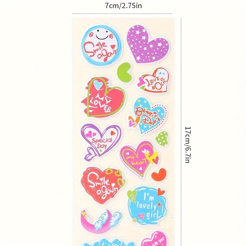 Cute Love Hearts Shape Puffy Bubble Colorful Stickers - Temu