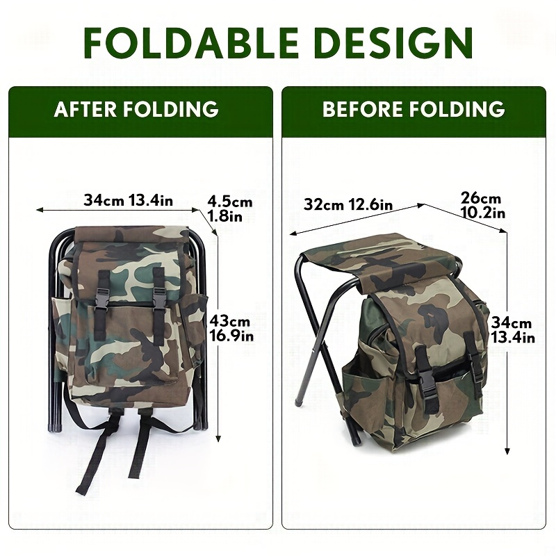 10l Large Capacity Portable Mountaineering Backpack Chair Wear Resistant  Oxford Cloth 16mm Iron Tube Perfect For Outdoor Fishing Camping Hiking, Shop On Temu And start Saving