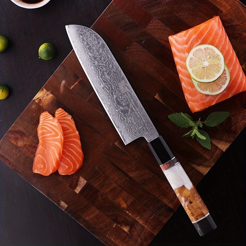 Santoku Knife, 7 Inch with Gift Box | Reddish ABS Handle