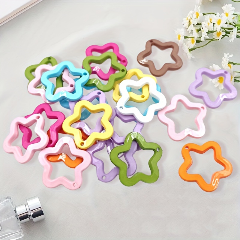 Hollow Wooden Star Beads Multicolor Charms Pendant Jewelry Making