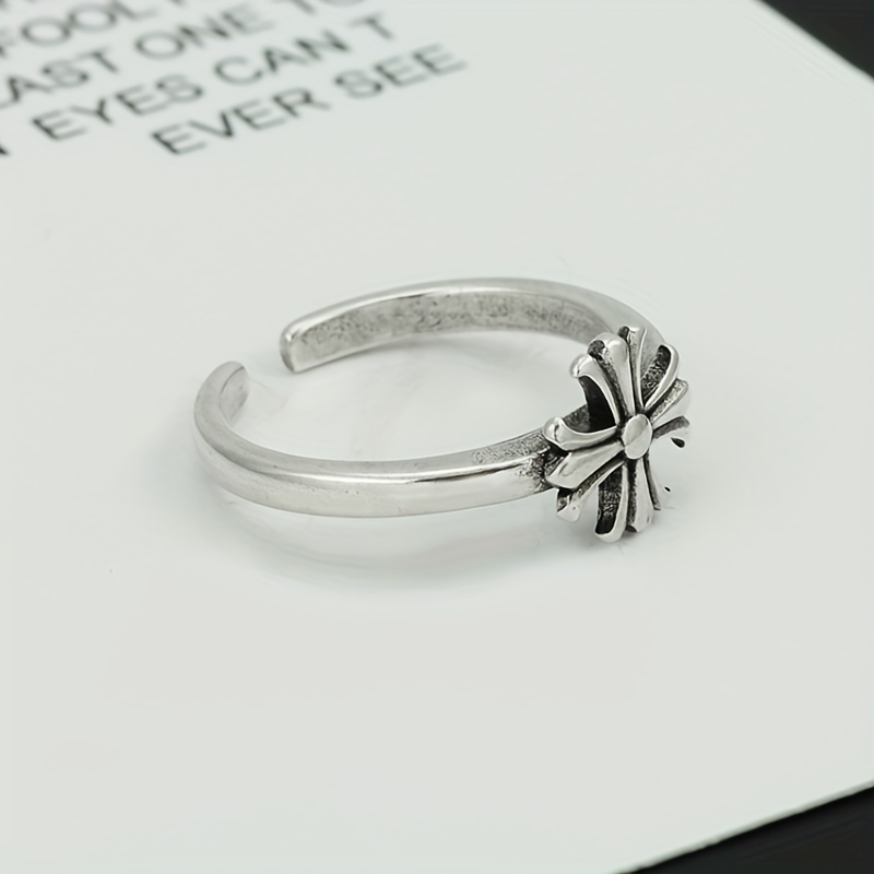 Men's Retro Cross Flower Adjustable Opening Ring
