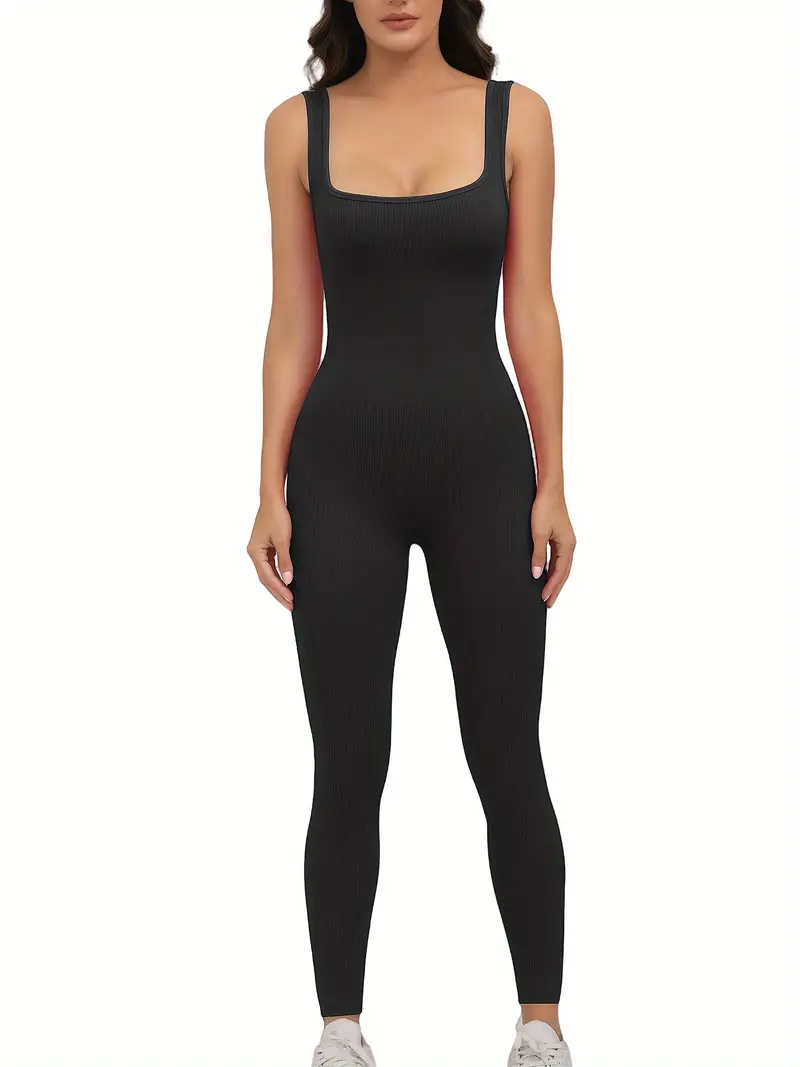 Women's Yoga Ribbed Tank Top Bodysuit Solid Color Sleeveless - Temu
