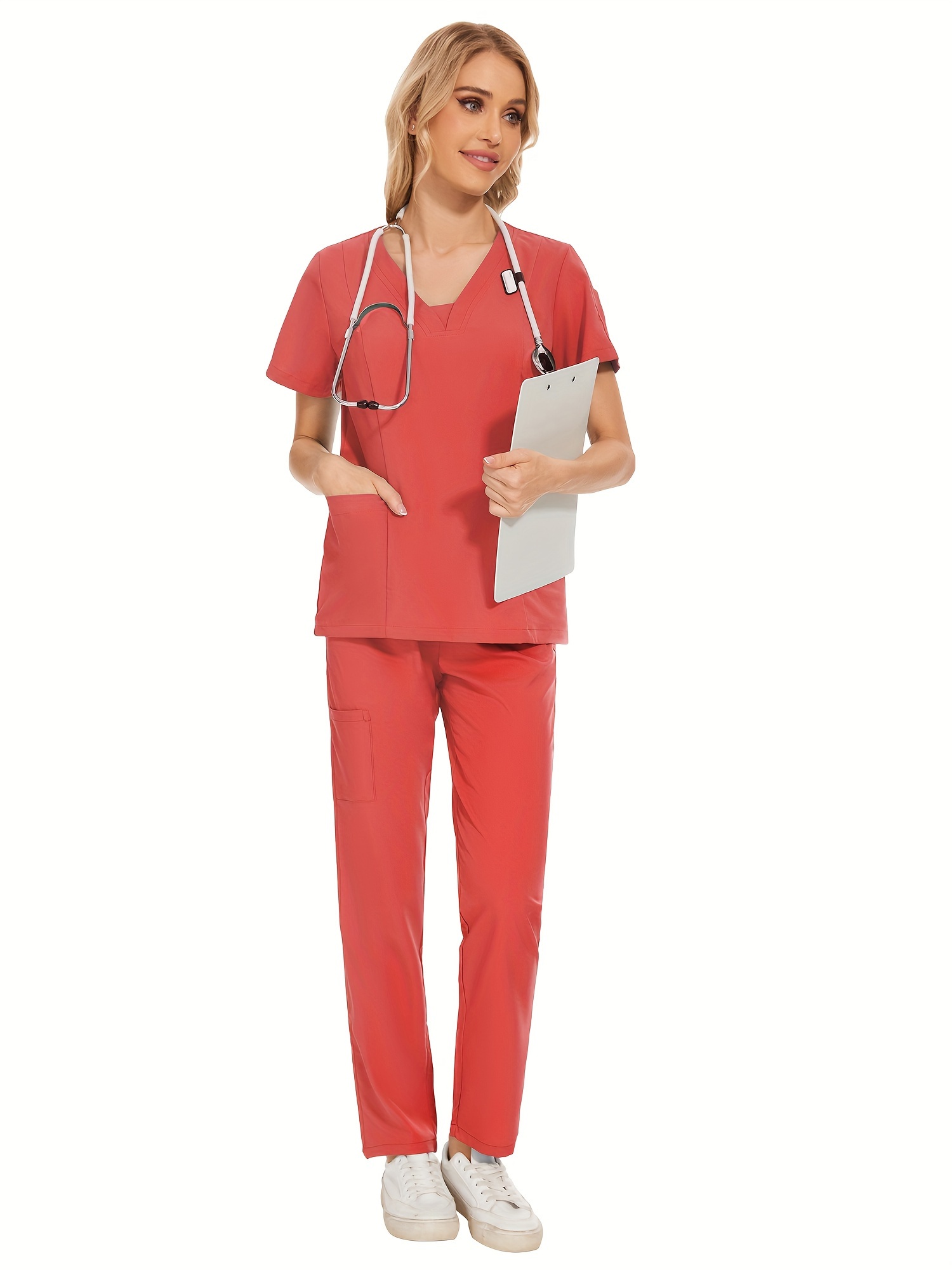 vestuário cirúrgico para homens e mulheres incluindo um top Temu