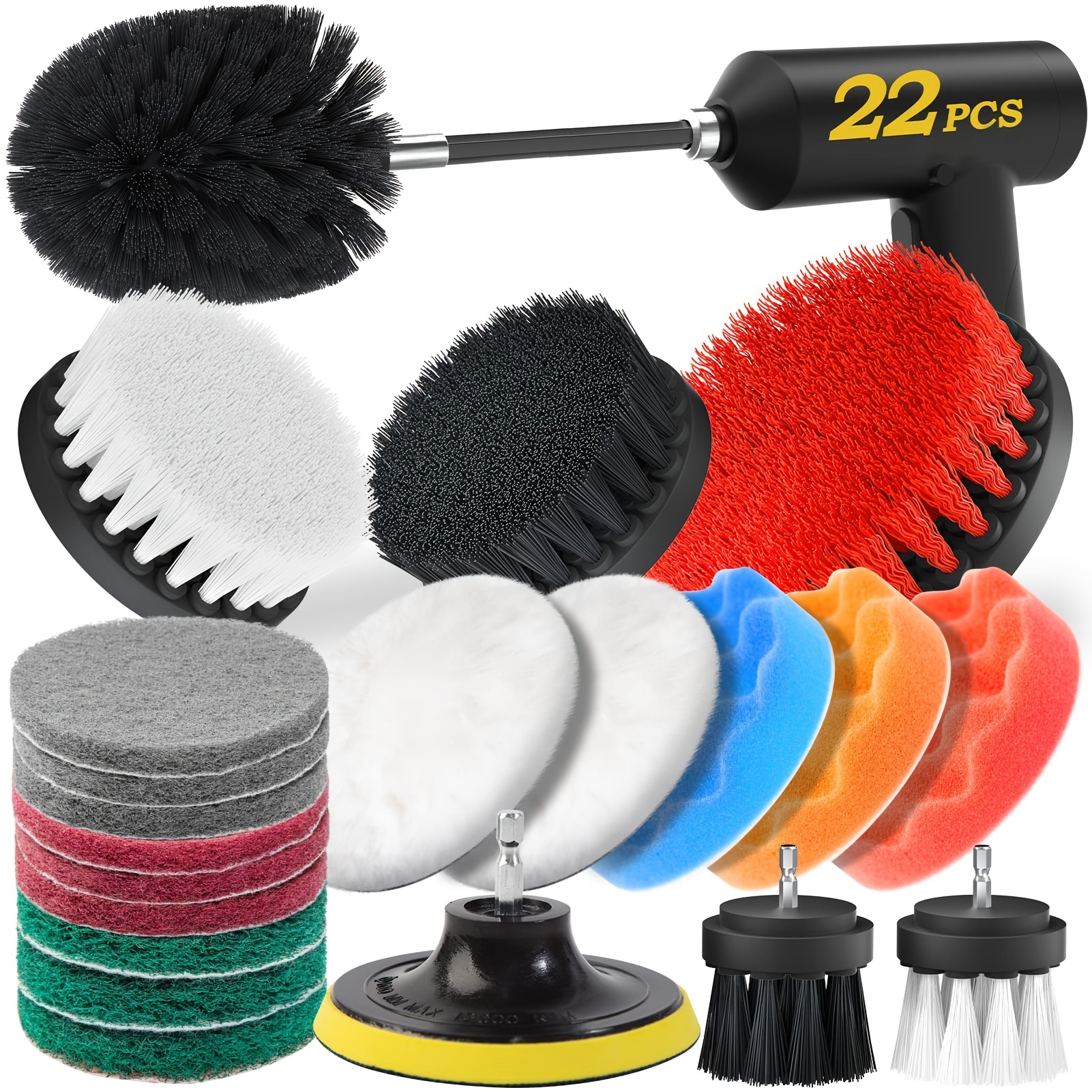 5 Pack Drill Brush Attachments Set Power Scrubber Cleaning Brush Bathroom  Scrub Brushes Corners Cleaning Brush kit with Extend Long Attachment for  Grout, Floor, Tub, Shower, Tile, Kitchen 