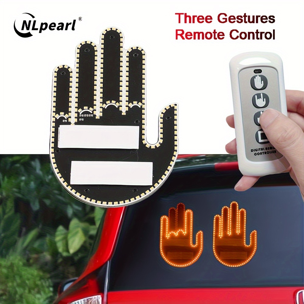 Comprar Luz LED con gestos con control remoto para coche, luz para dedo,  señales de ira en la carretera, luz con gesto de dedo medio, lámpara de mano,  accesorios para automóvil