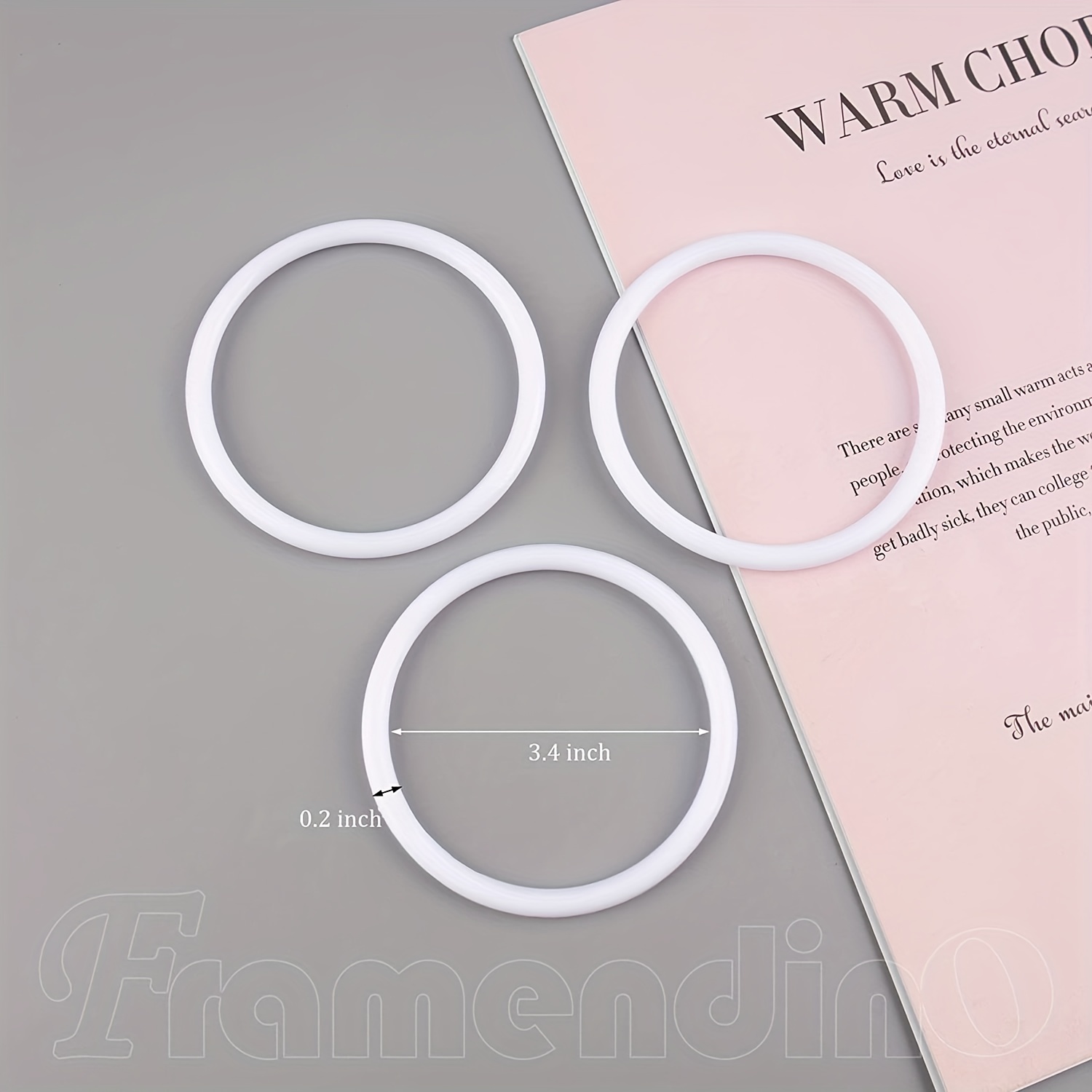 Framendino, 30 Pack 2 Inch White Plastic Catcher Ring Round Floral Hoops  Ring Circle Hook for DIY Crafts