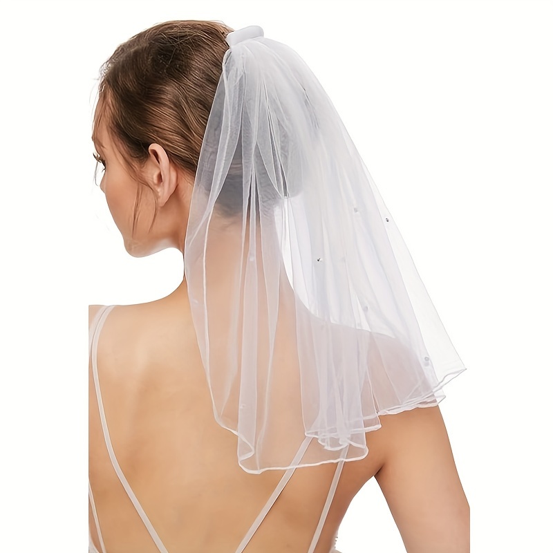1pc Women Rhinestone Decor Elegant Bridal Veil For Wedding Party