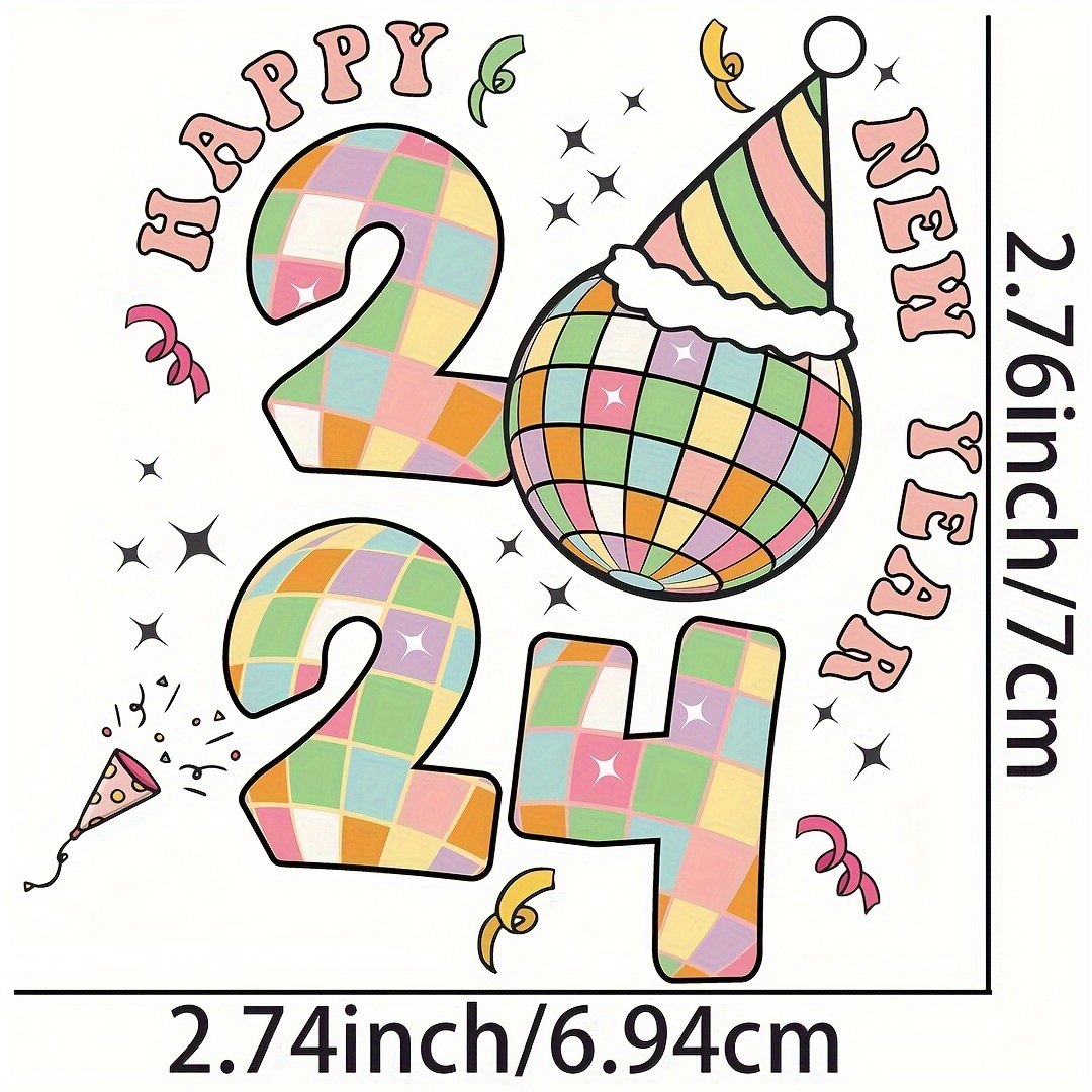 Happy New Year 2024 Disco Ball Pattern Heat Transfer - Temu