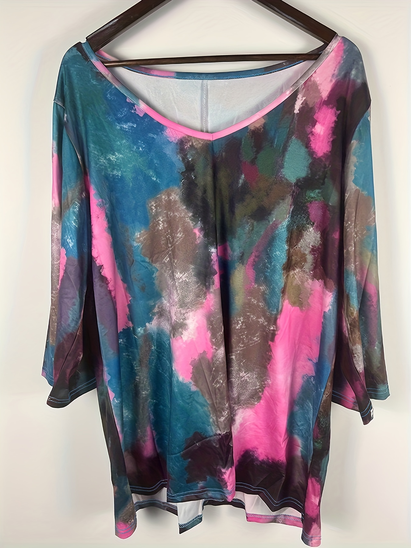 Women's Plus Size Purple Tie Dye Tunic Top